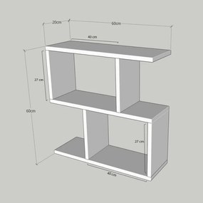 Конзола Kalune Design 854KLN2805, 60х60 см, 3 нива, Меламиново покритие, Черен