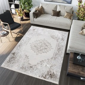 Светъл кремаво-сив килим с винтидж дизайн и шарки Ширина: 160 см | Дължина: 230 см