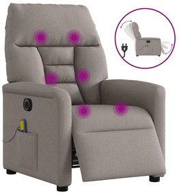 3303029 vidaXL Електрически масажен наклоняем стол, таупе, текстил