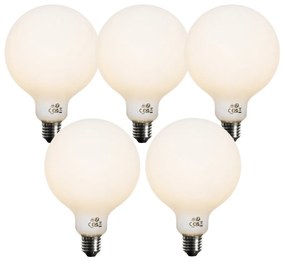Комплект от 5 димируеми LED крушки E27 Опал G125 5W 450 lm 3000K