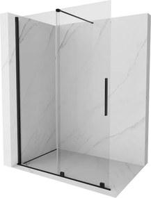 Mexen Velar плъзгаща се душ стена Walk-in 150 x 200 см, прозрачно 8 мм, черна
