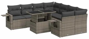 3326451 vidaXL Градински комплект диван с възглавници 9 части сив полиратан