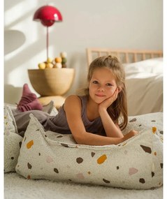 Бял детски пуф от букле и шенил Terrazzo Square – Wigiwama