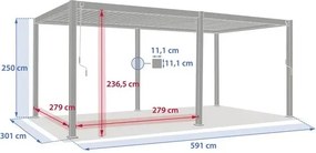 Електрическа пергола Hesperide Evora, Алуминий, Графит, 6x3 m