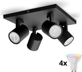 Philips - LED RGBW димируемо точково осветително тяло RUNNER 4xGU10/6,5W/230V черно