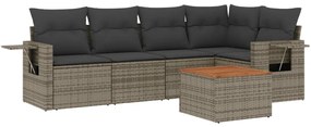 3224555 vidaXL Градински диван с възглавници, 6 части, полиратан, сив