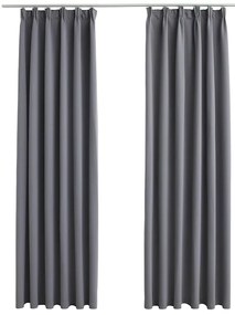 134431 vidaXL Затъмняващи завеси с куки, 2 бр, сиви, 140x225 см