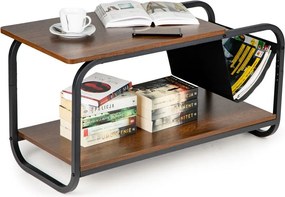 Холна маса с поставка за списания, Modernhome, 2 Mdf нива, метална конструкция, лофт стил