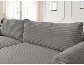 Тъмносив разтегателен ъглов диван от рипсено кадифе (ляв ъгъл) Lucien – Bobochic Paris