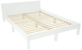 Бяло двойно легло от букова дървесина с решетка 160x200 cm Dabi - Ragaba
