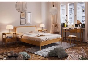 Дъбово двойно легло с тапицирана табла 180x200 cm Pola - The Beds