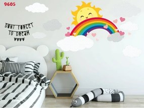 Весел детски стикер за стена със слънце и дъга 120 x 240 cm
