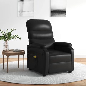 3073677 vidaXL Електрически масажен стол, черен, изкуствена кожа