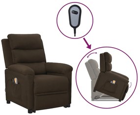 3098274 vidaXL Изправящ масажен стол, тъмнокафяв, текстил