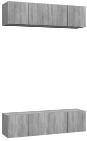 3120204 vidaXL Стенни ТВ шкафове 4 бр сив сонома 60x30x30 см инженерно дърво