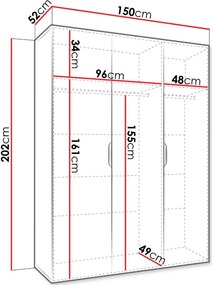 Гардероб Малага плюс трикрилен-Черен