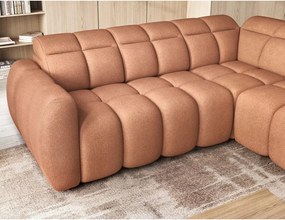 Сгъваем с място за съхранение ъглов диван от букле в цвят сьомга (десен ъгъл L форма) Falconn – ELTAP