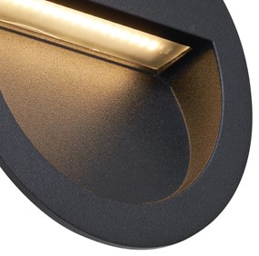 Модерна вградена стенна лампа черна с LED IP65 - Gem