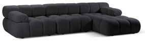 Антрацитен модулен ъглов диван от букле (десен ъгъл) Bellis – Micadoni Home