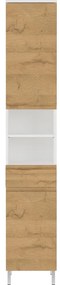 Бял висок шкаф за баня в дъбов декор 34x190 cm Torrance - Germania