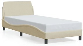 373090 vidaXL Рамка за легло с табла Dover, кремава, 90x190 см плат