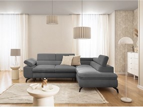 Сив шенилов ъглов диван (десен ъгъл L форма) Marbeya – Ropez