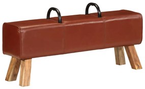 356379 vidaXL Пейка гимнастическа, кафява, 110 см, естествена кожа