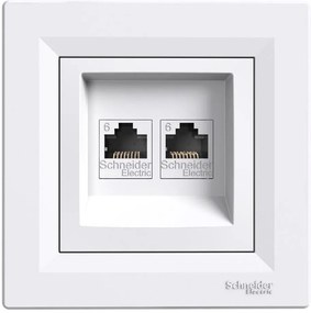 SE Розетка 2xRJ45 UTP cat.6 моноблок цвят Бял Asfora  - EPH4800121