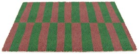 Изтривалка от кокосови влакна 40x60 cm Pink &amp; Green Half Stripes – Artsy Doormats