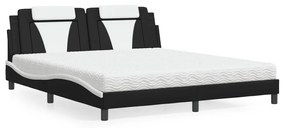 3208815 vidaXL Легло Viana без матрак, бяло и черно, 180x200 см, изкуствена кожа