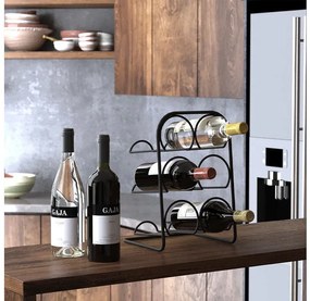 Поставка за вино TEKNO TEL TR MG 026B, 6 бутилки, 22х33х20 см, Матово черно