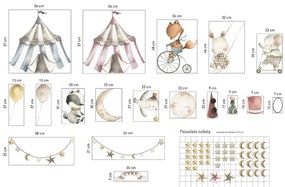 Стикер за стена в детската стая - цирк с животни