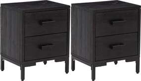 3120339 vidaXL Нощни шкафчета, 2 бр, черни, 36x30x45 см, борово дърво масив