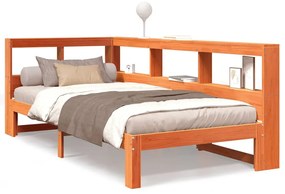 3324390 vidaXL Легло с етажерка за книги, без матрак, 100x200 см, бор масив