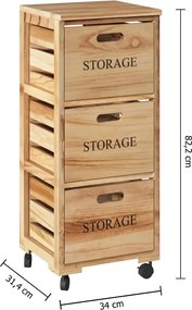 Кухненска количка 5five Cagette, Дърво, С 3 чекмеджета
