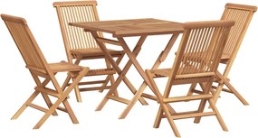 3059583 vidaXL Градински трапезен комплект, 5 части, тиково дърво масив