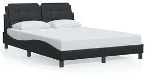 3208177 vidaXL Рамка за легло без матрак Zadar, черна, 140x190 см изкуствена кожа