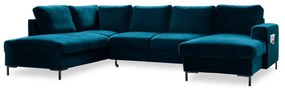 Кадифен разтегателен ъглов диван петролен (ляв ъгъл) Lofty Lilly – Miuform