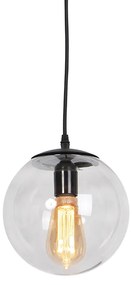 Модерен висящ лампион черен със сиво стъкло 20 см - Pallon