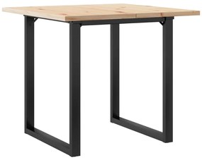 3282739 vidaXL Трапезна маса О-образна рамка 80x80x75,5 см бор масив и стомана