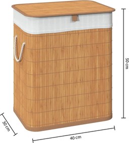 Кош за пране 5five, Бамбук, Правоъгълен, 60 l