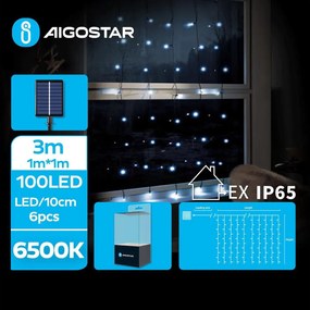 Aigostar - LED соларен гирлянд 100xLED/8 функции 4x1m IP65 студено бяло