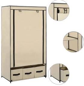 282459 vidaXL Гардероб, кремав, 87x49x159 см, текстил