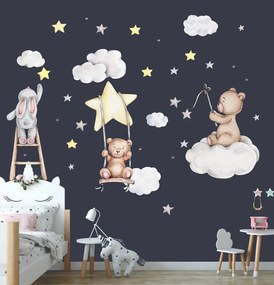 Стикер за стена за детска стая с животни в нощното небе