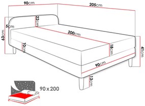 Тапицирано легло Hot II-Gray Light-90 x 200