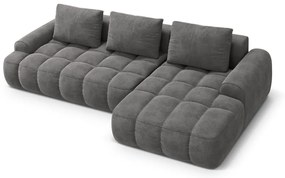 Сив кадифен сгъваем/с място за съхранение ъглов диван (десен ъгъл) Linz – Cosmopolitan Design