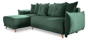 Зелен велурен разтегателен диван (променлив) Lazy Lukka - Miuform