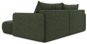 Зелен разтегателен ъглов диван с място за съхранение (десен ъгъл) Nanea – Makamii