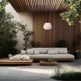 Модерна външна висяща лампа черна с бял абажур 45,6 см IP44 - Robbert