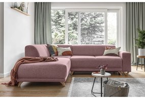Розов разтегателен/с място за съхранение ъглов диван (ляв ъгъл/L форма) Classy Sophie – Miuform